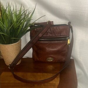 Fossil Dark Brown Leather Crossbody Bag